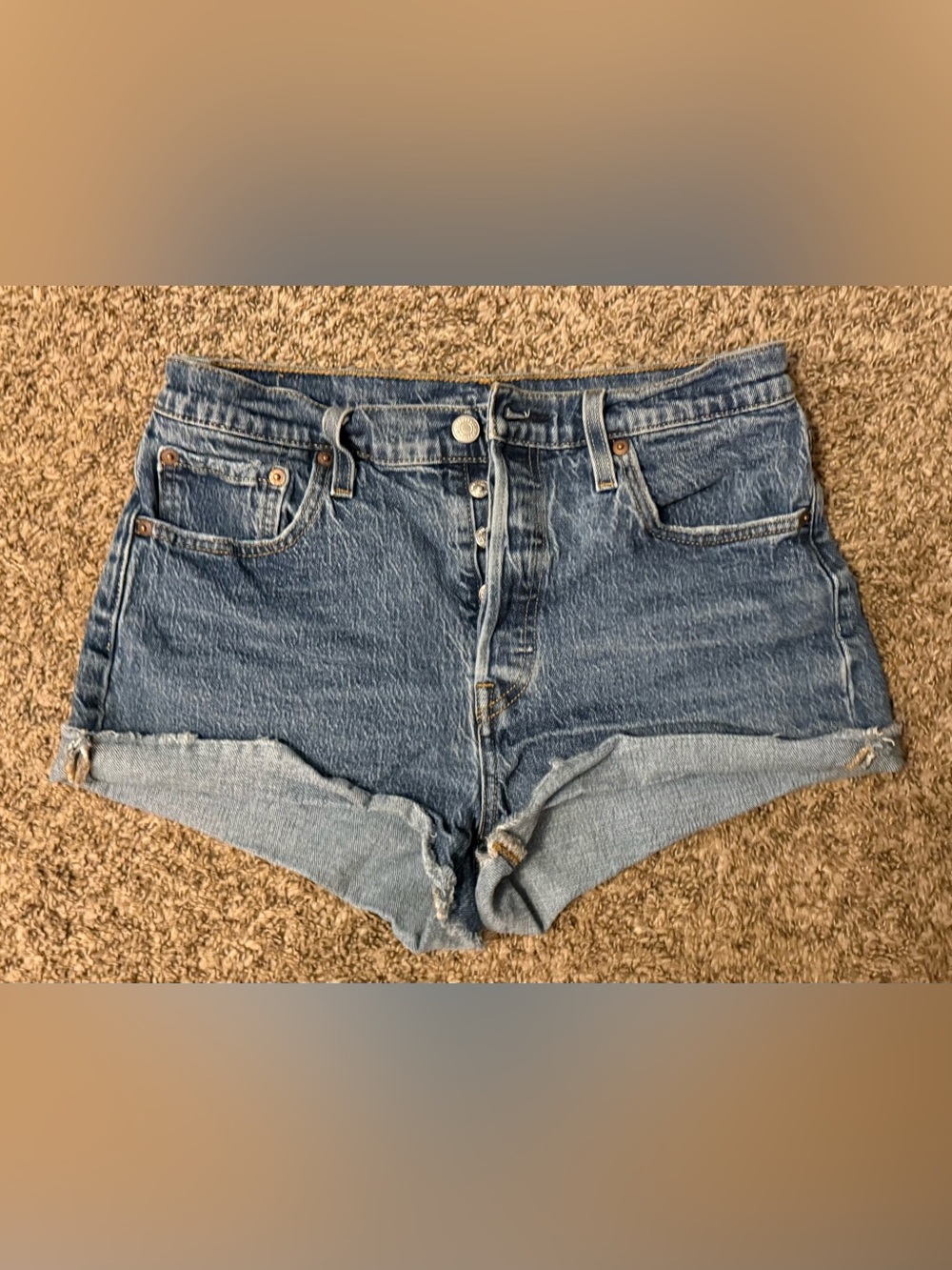 Levi's 501 Women’s Medium Blue Denim Button Up Shorts